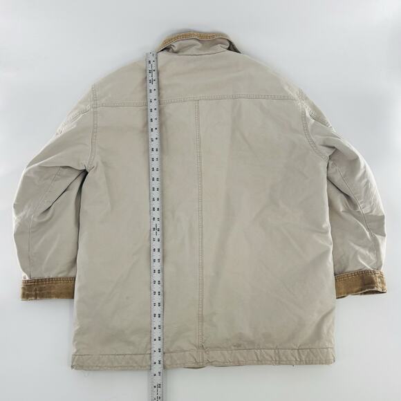 Vintage LL Bean Chore Coat Mens Size Large Beige Cotton Barn Jacket 90s Outdoor - Picture 7 of 13